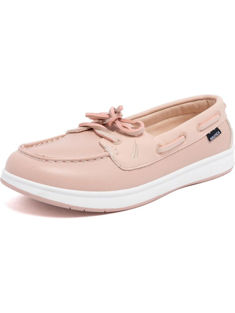 Women's Blush Emboss Faux Leather Moc-Toe Loafers with Cushioned Insole Sneakers